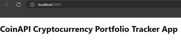 Cryptocurrency portfolio tracker header