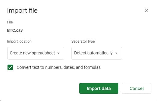 Google Sheets default window