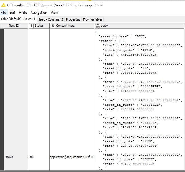 KNIME preview - get request node
