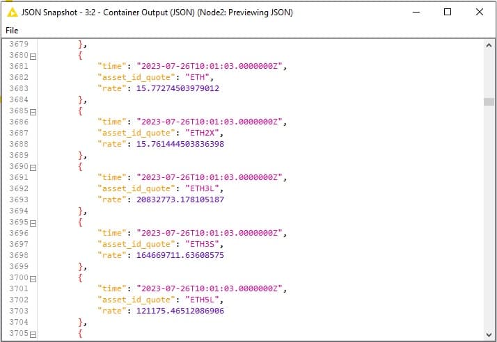 KNIME preview - output json node